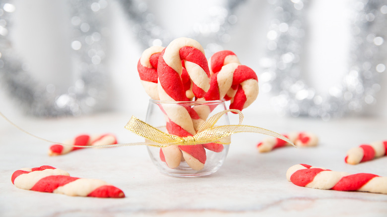 candy cane cookies on table