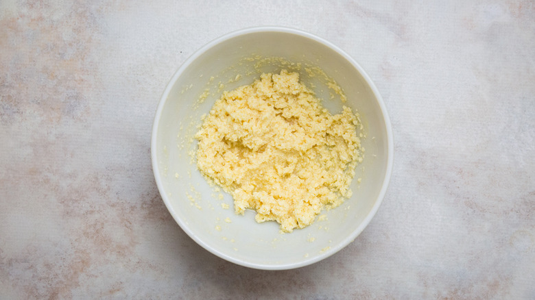 butter mixture in mixing bowl