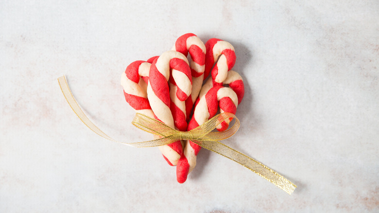 candy cane cookies on table