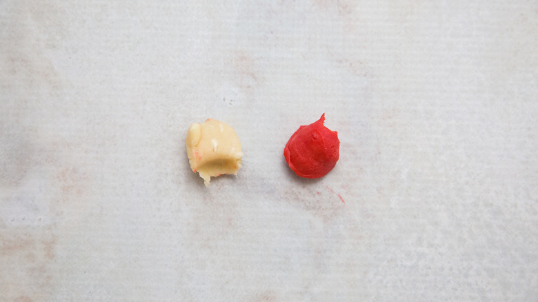 small cookie dough pieces on table