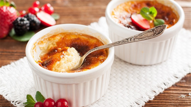 Creme brulee in a ramekin 