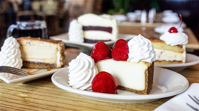 cheesecake slices on table