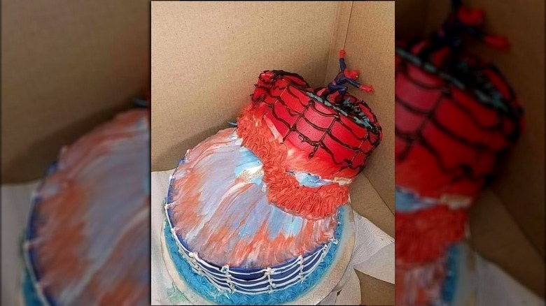 A massive Spiderman cake