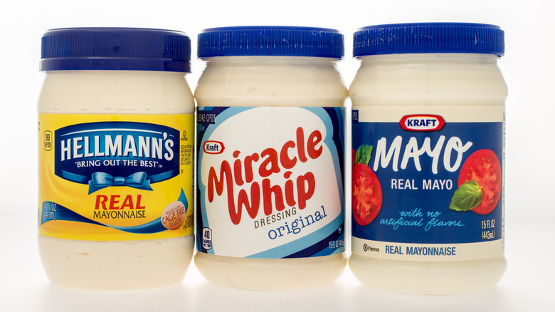 Miracle Whip, Hellmann's and Kraft mayonnaise jars