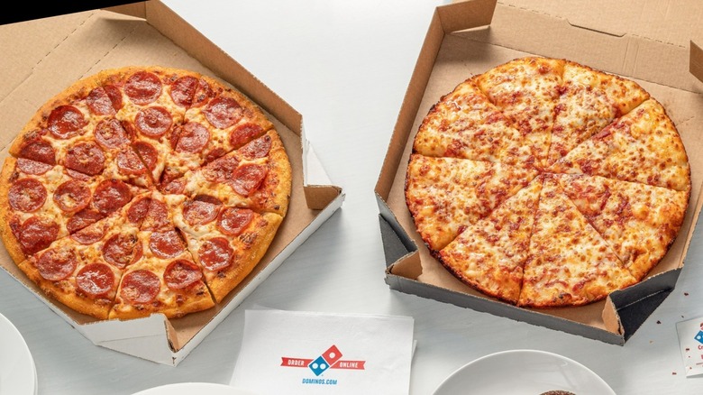 Domino's pepperoni and cheese pizzas
