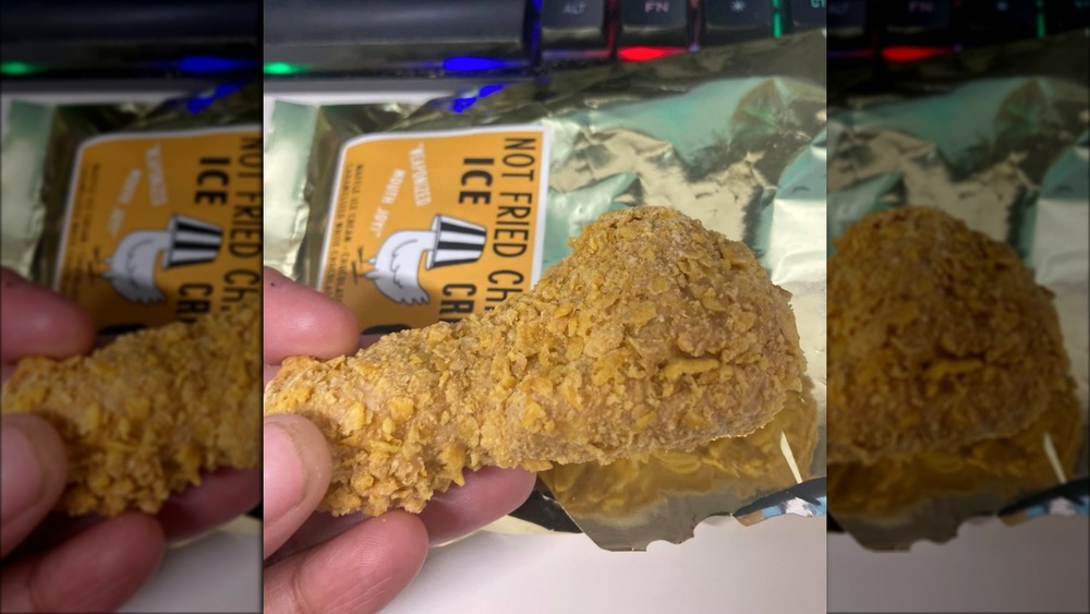 New ice cream with a bite taken out