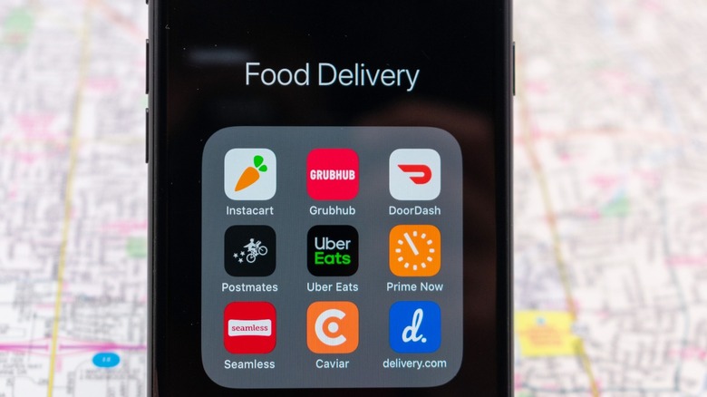 Food delivery apps on phone