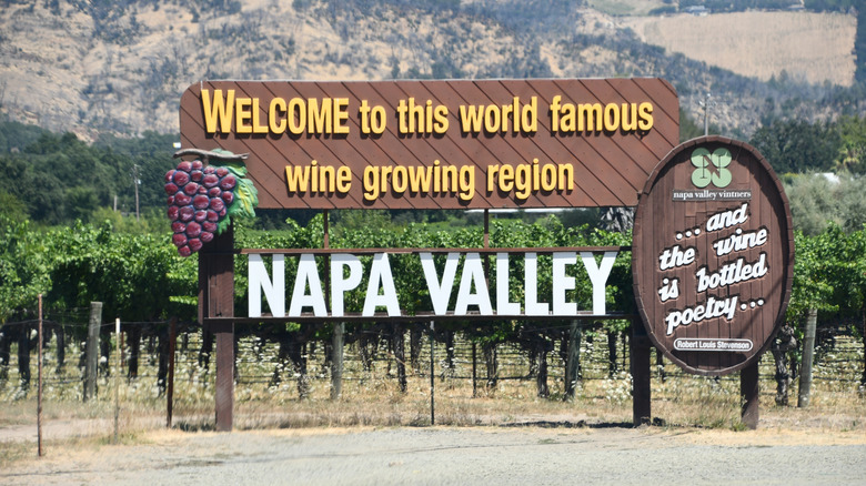 A sign for Napa Valley in California