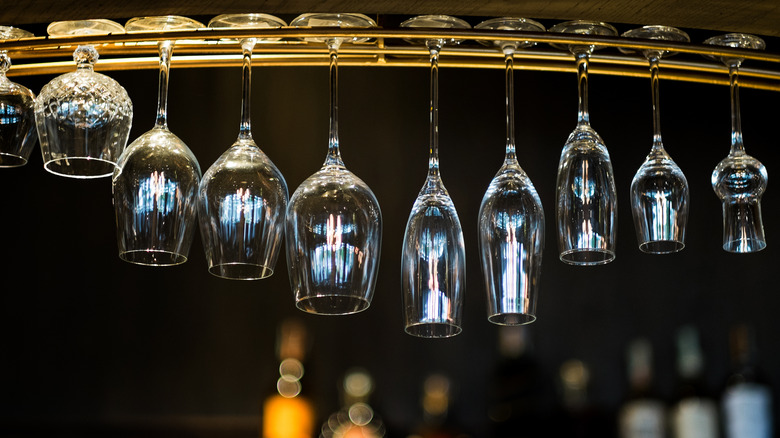hanging glassware of different shapes
