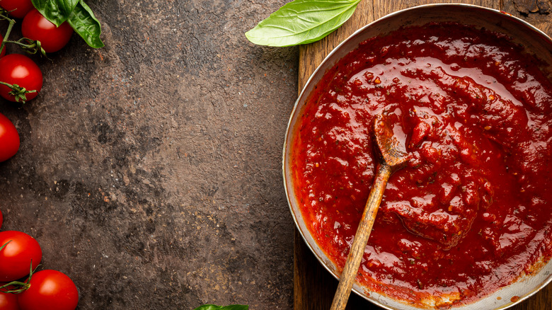 Pot of Italian red sauce