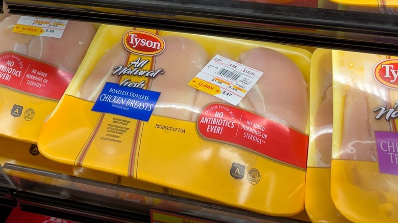 Tyson Foods  raw chicken in a store shelf