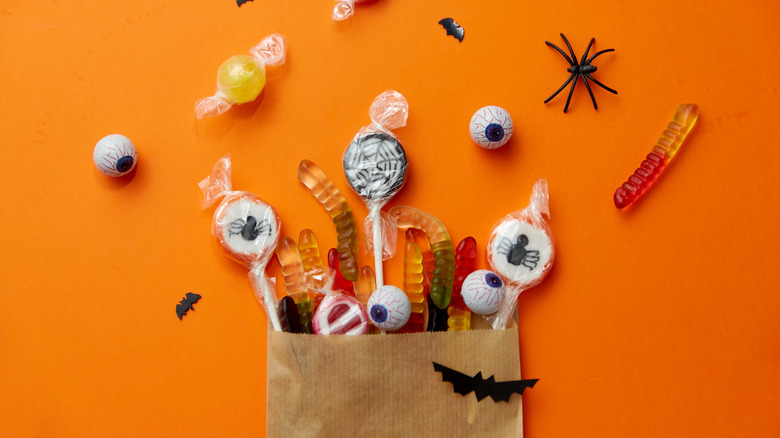 Hallween candy coming out of bag