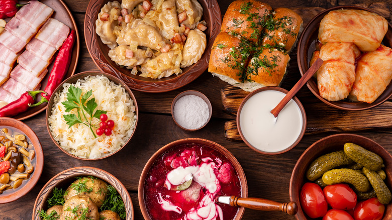 Ukrainian food on a table