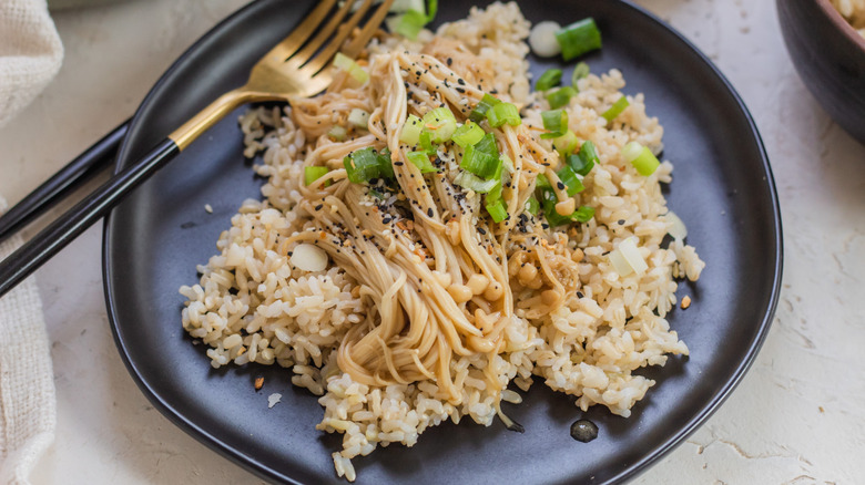 umami-packed enoki mushrooms