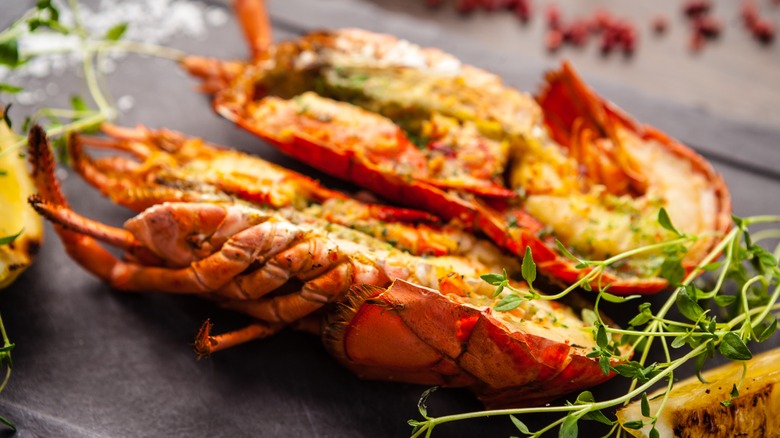 grilled buttered lobster halves