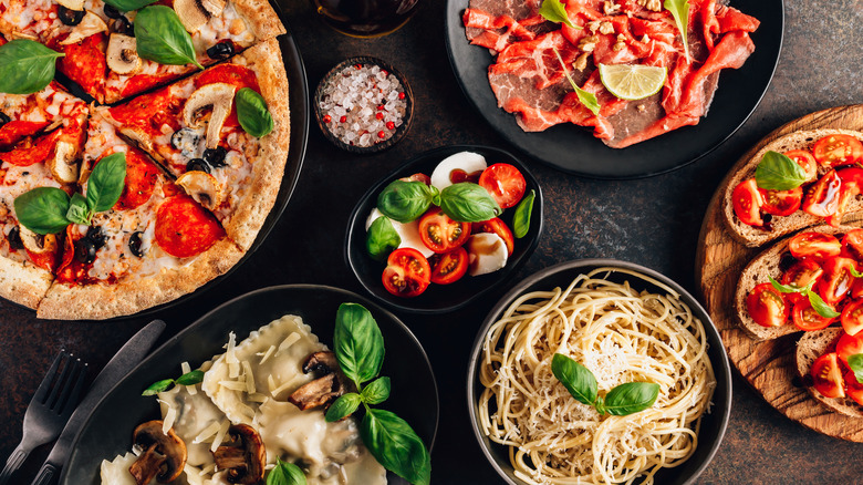 Selection of Italian dishes