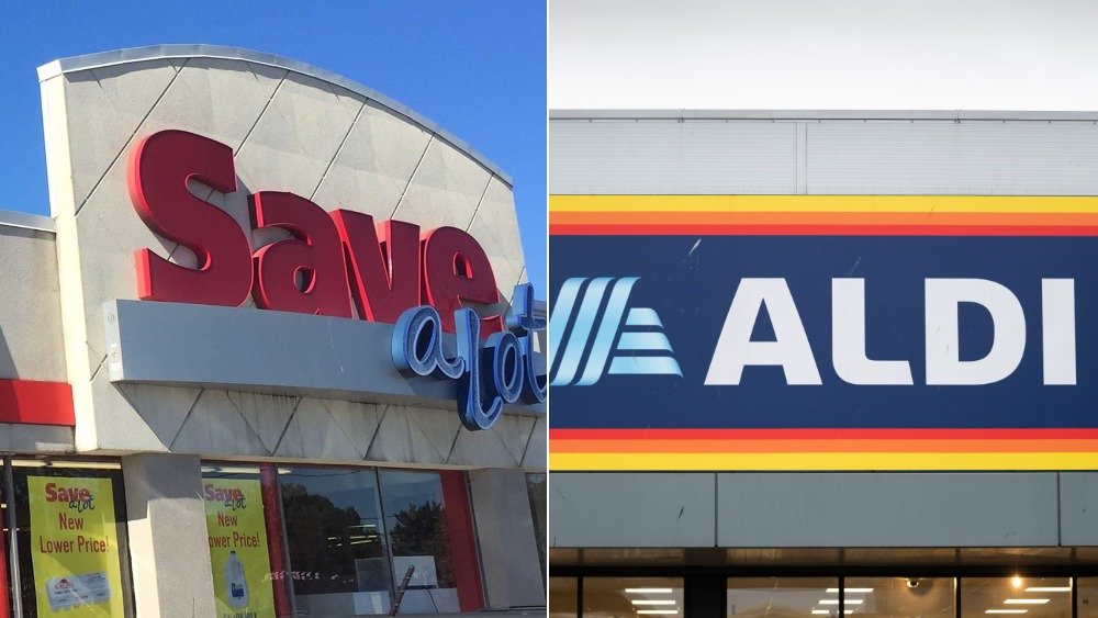 Save A Lot and Aldi store signs