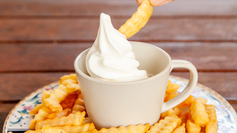 Fries dipped in ice cream