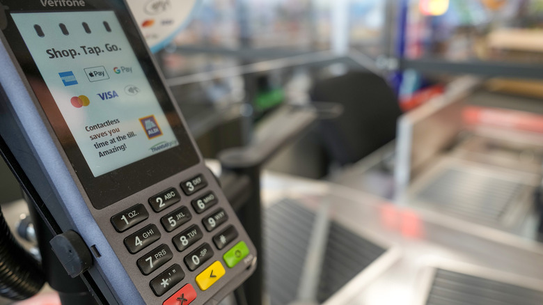 Point-of-sale card reader at an Aldi.