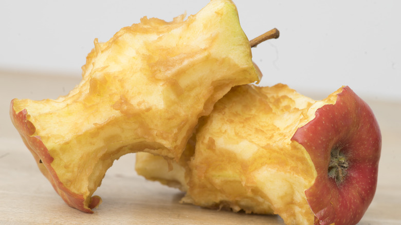Two apple cores