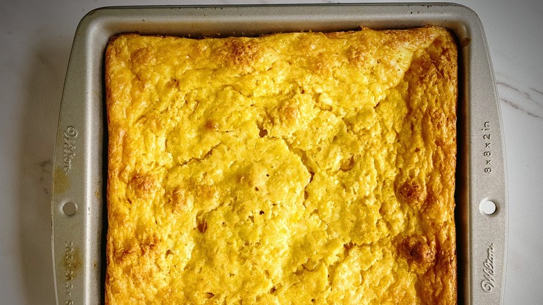 Corn casserole in pan