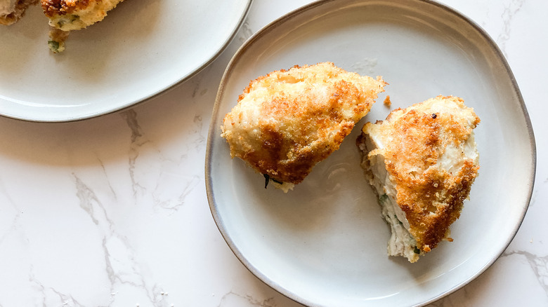 chicken Kiev sliced on plate