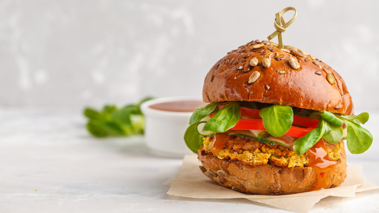 seeded bun veggie lentil burger