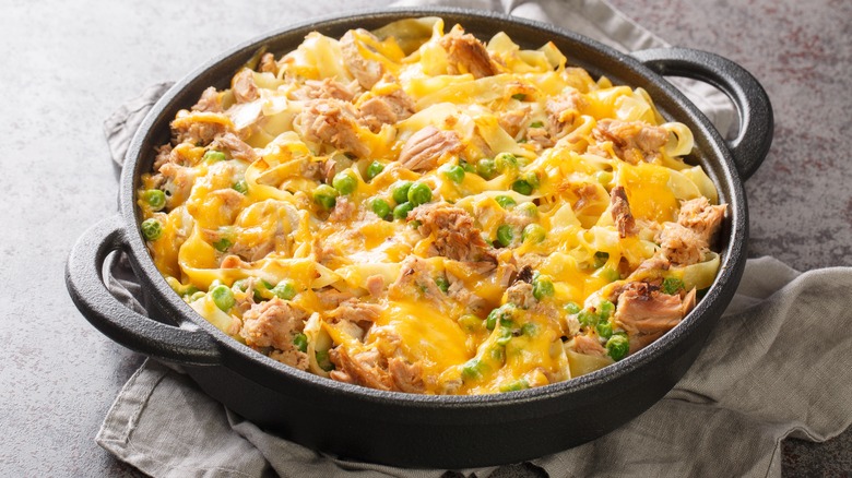 tuna casserole in skillet