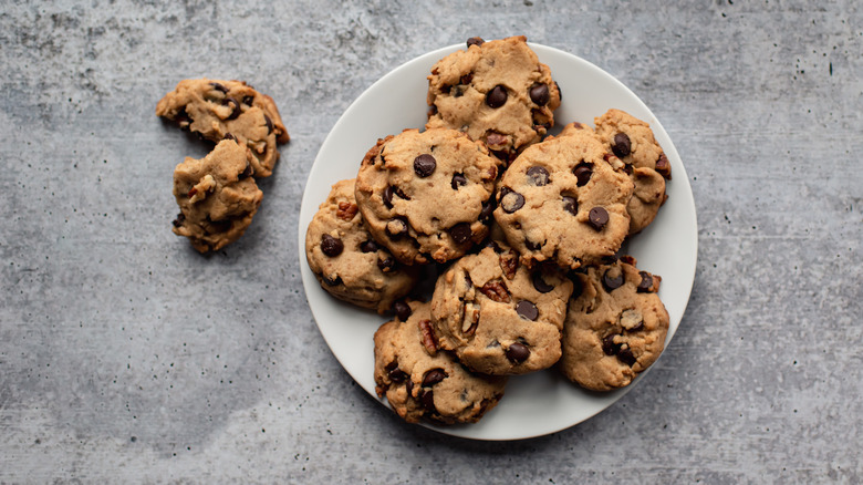 Plate of chocolate chip cookies