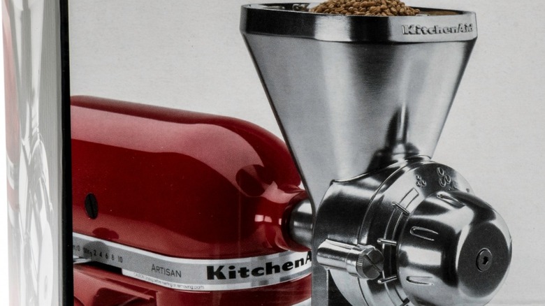 Stand mixer with grain mill attachment
