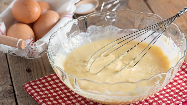 Cake batter in a bowl