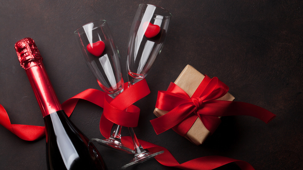 Champagne with Valentine's glasses