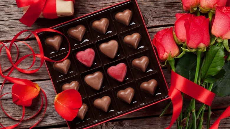 Valentine's Day chocolates and roses