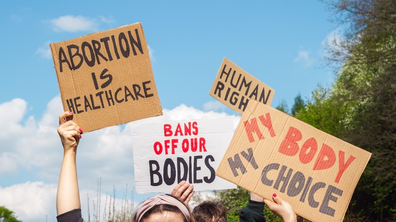 Abortion protest signs