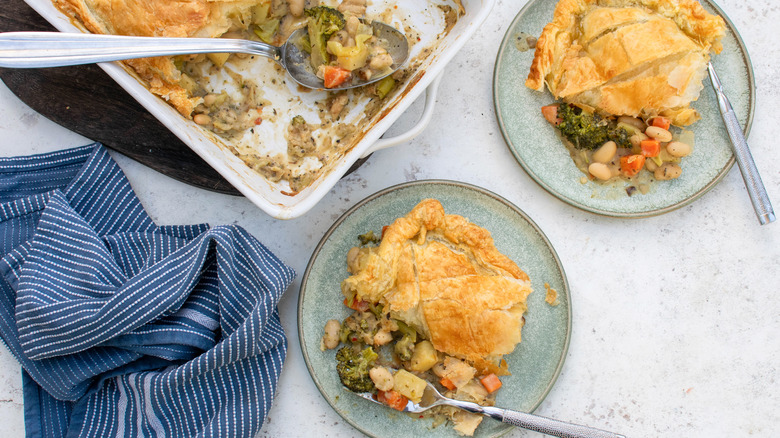 Vegan Creamy Vegetable Pot Pie on plate