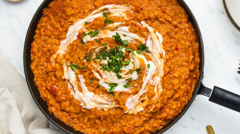 lentil curry in pan