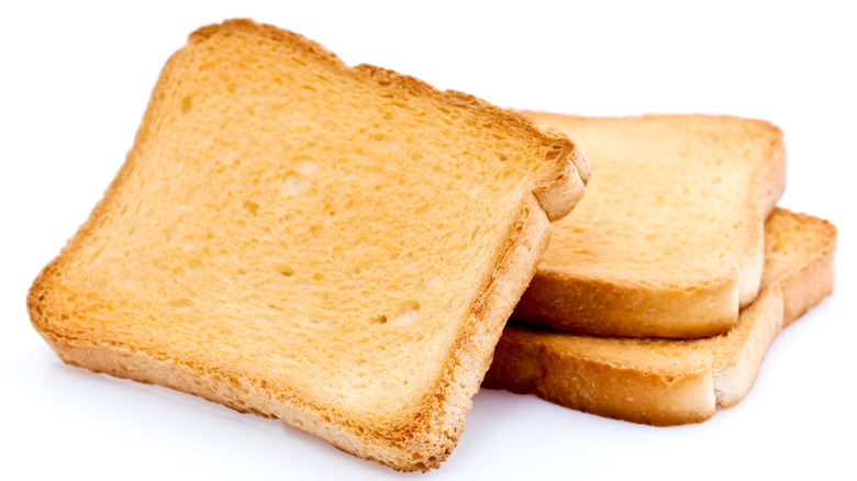 Three slices of plain toast