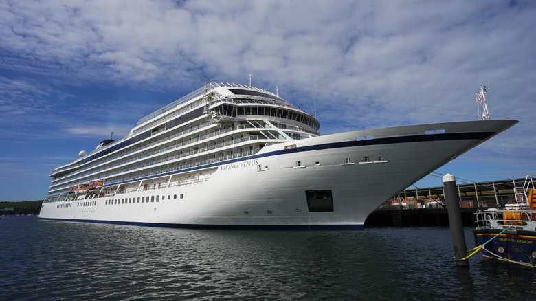 Viking cruise ship in harbor
