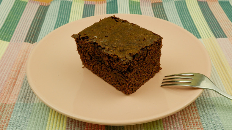slice of wacky cake on plate