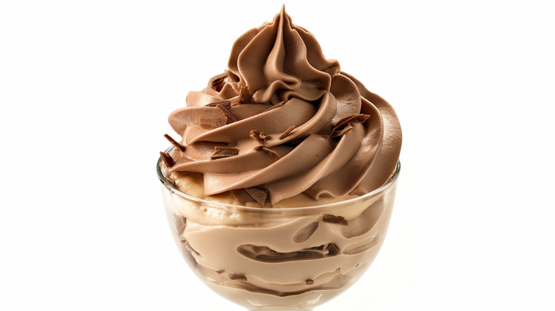 chocolate mousse in glass cup