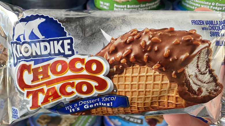Hand holding a Choco Taco