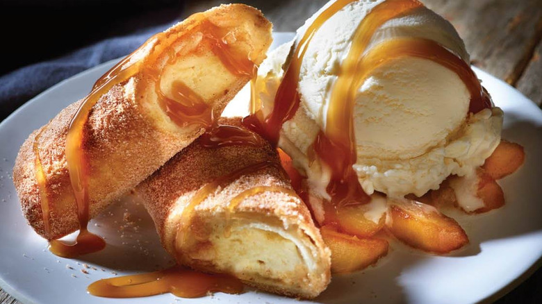 Applebee's Apple Chimi Cheesecake with ice cream