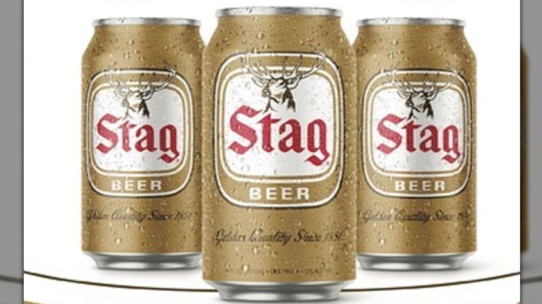 Ad for Stag beer with three cans