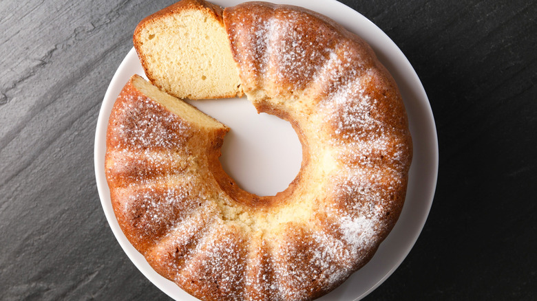 chiffon cake with slice cut out