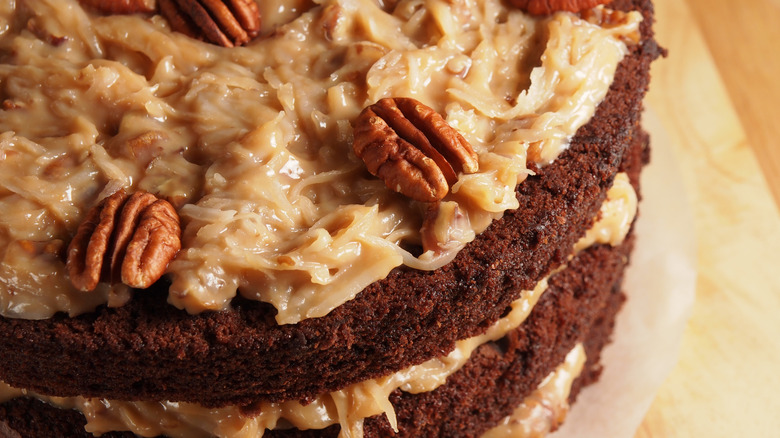 closeup of German chocolate cake