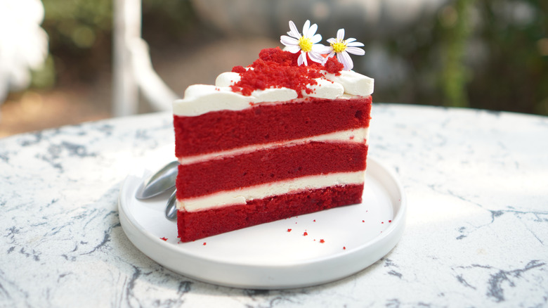 slice of red velvet cake