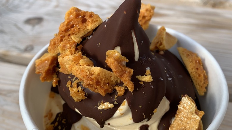 ice cream with Magic Shell topping