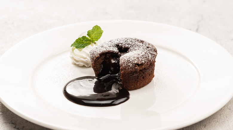 molten chocolate lava cake on plate