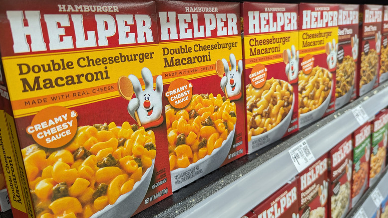 boxes of Hamburger Helper