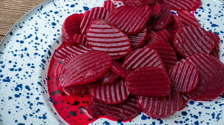 plate of pickled beets